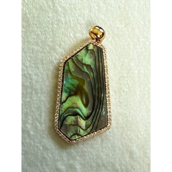 Abalone Shell Pendant With Rhinestone Border - Picture 4 of 4